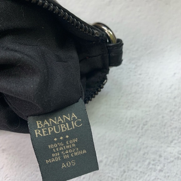 Banana Republic black genuine leather, ruched purse/bag /like new - Picture 6 of 7